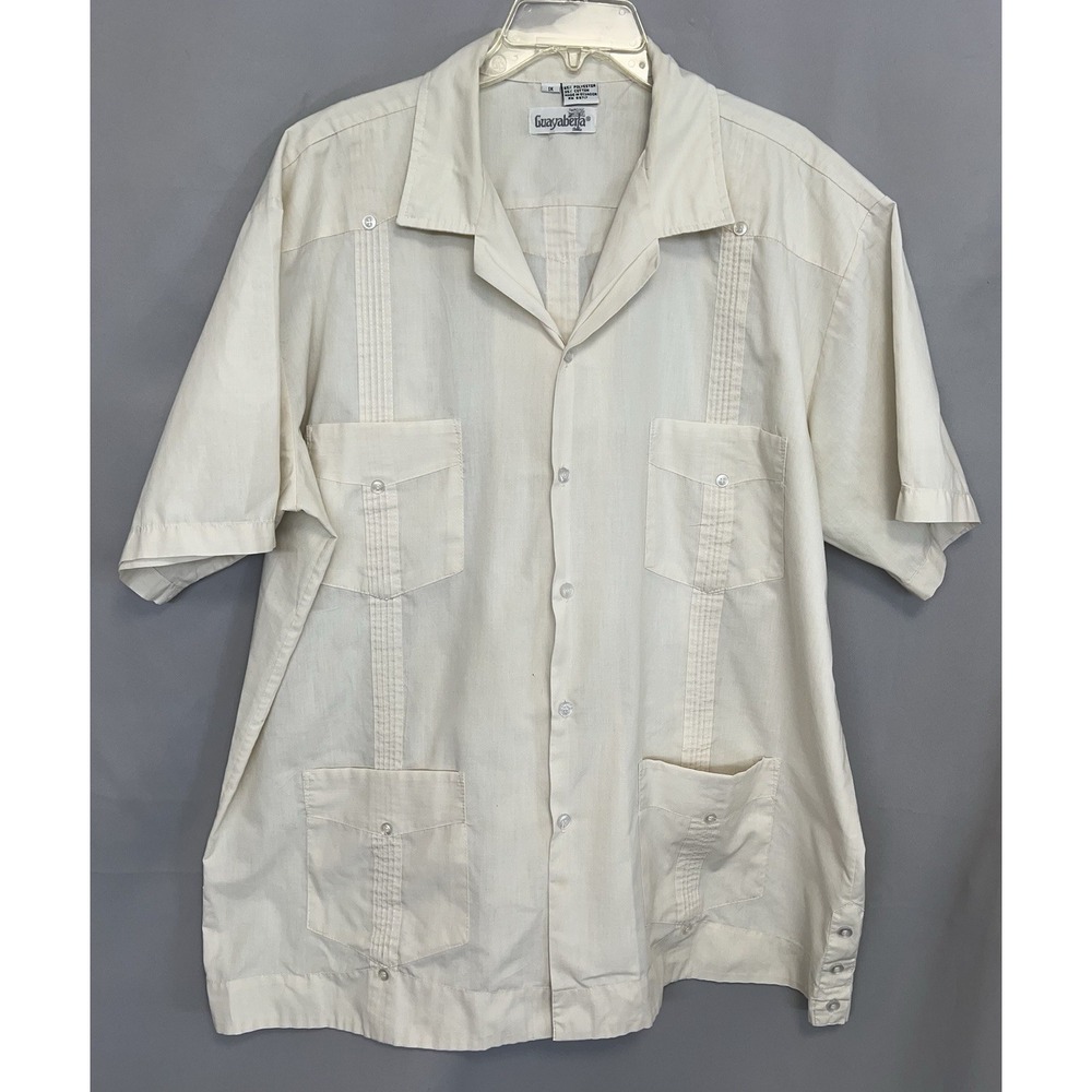 Guayabera‎ Shirt Vintage 50s 60s Evan Sz 1X Beach Camp Cuban Vacation
